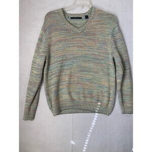 Perry Ellis Multi Colored Rainbow Knit V-Neck Sweater Size Large